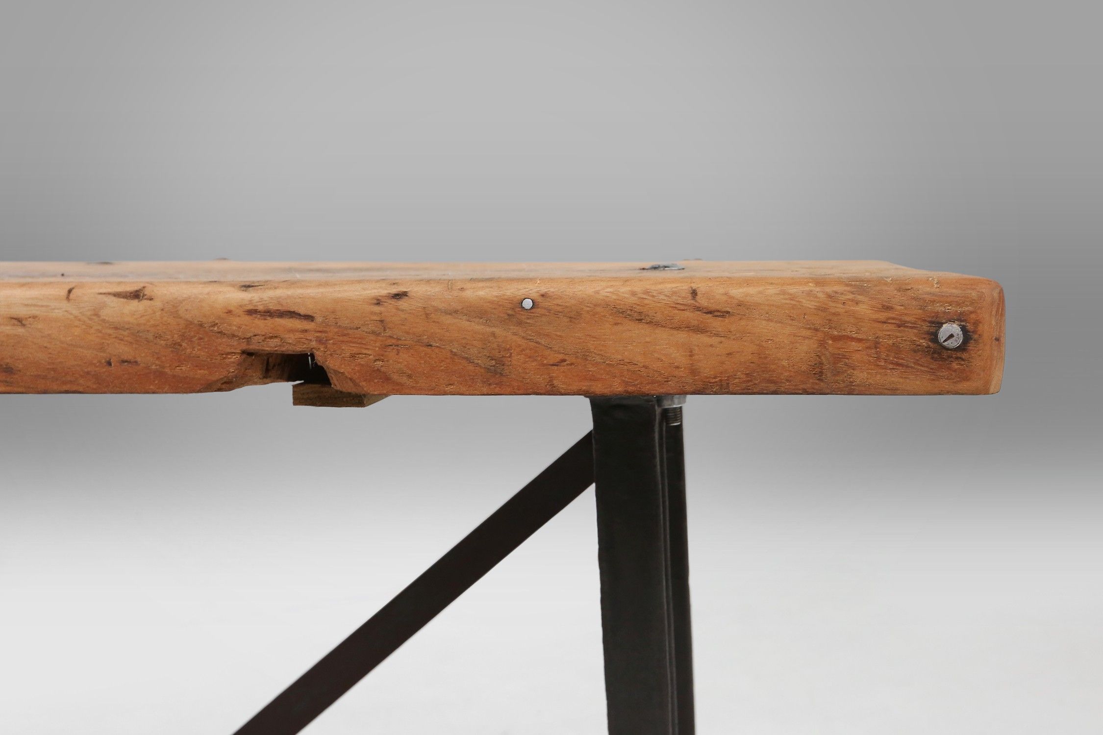 Industrial bar/bistro table with cast iron legs and wooden top, Belgium ca. 1920thumbnail